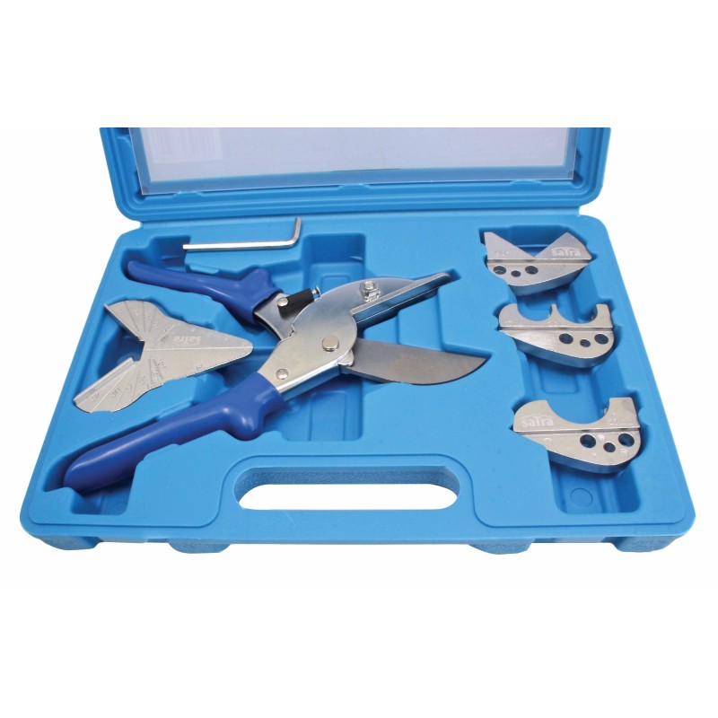 SET FOARFECA MULTIFUNCTIONALA  PENTRU TAIERE IN UNGHI GARNITURI, CAUCIUC, TEVI PVC 6 PIESE