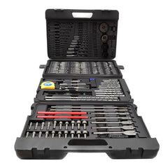 TRUSA 217 PIESE BURGHIE, BITI, TUBULARE SI ACCESORII PENTRU BORMASINA SI SURUBELNITA – METAL, LEMN, BETON