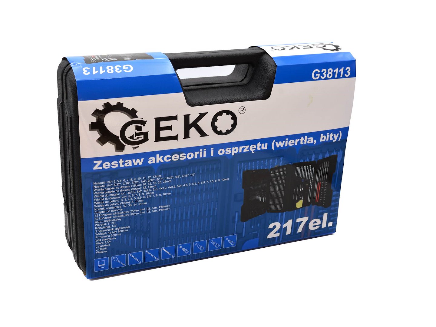 TRUSA 217 PIESE BURGHIE, BITI, TUBULARE SI ACCESORII PENTRU BORMASINA SI SURUBELNITA – METAL, LEMN, BETON