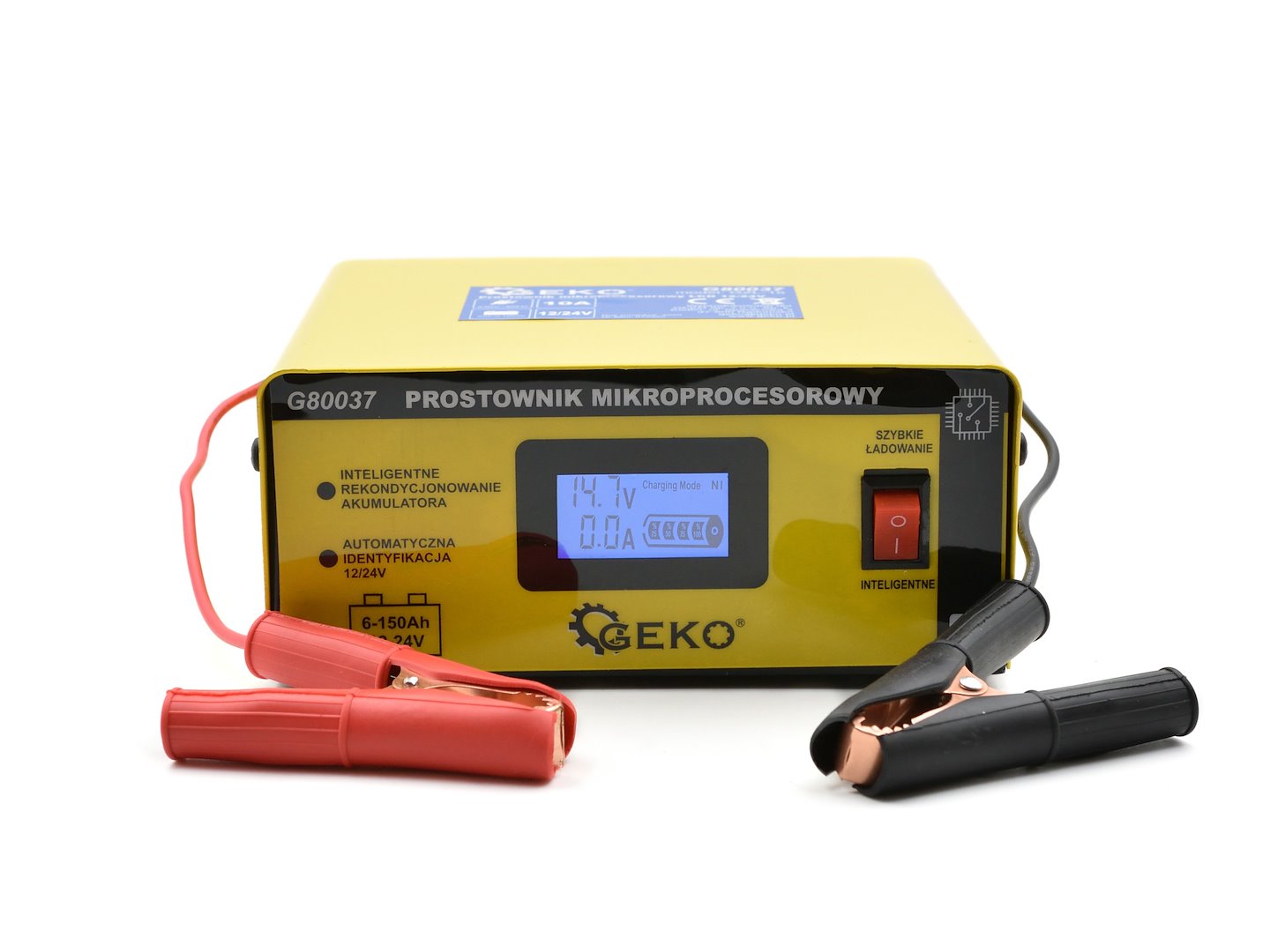 REDRESOR AUTO MICROPROCESOR LCD 12/24V 10A PENTRU BATERII ACUMULATOR AUTO 6-150Ah - GEKO