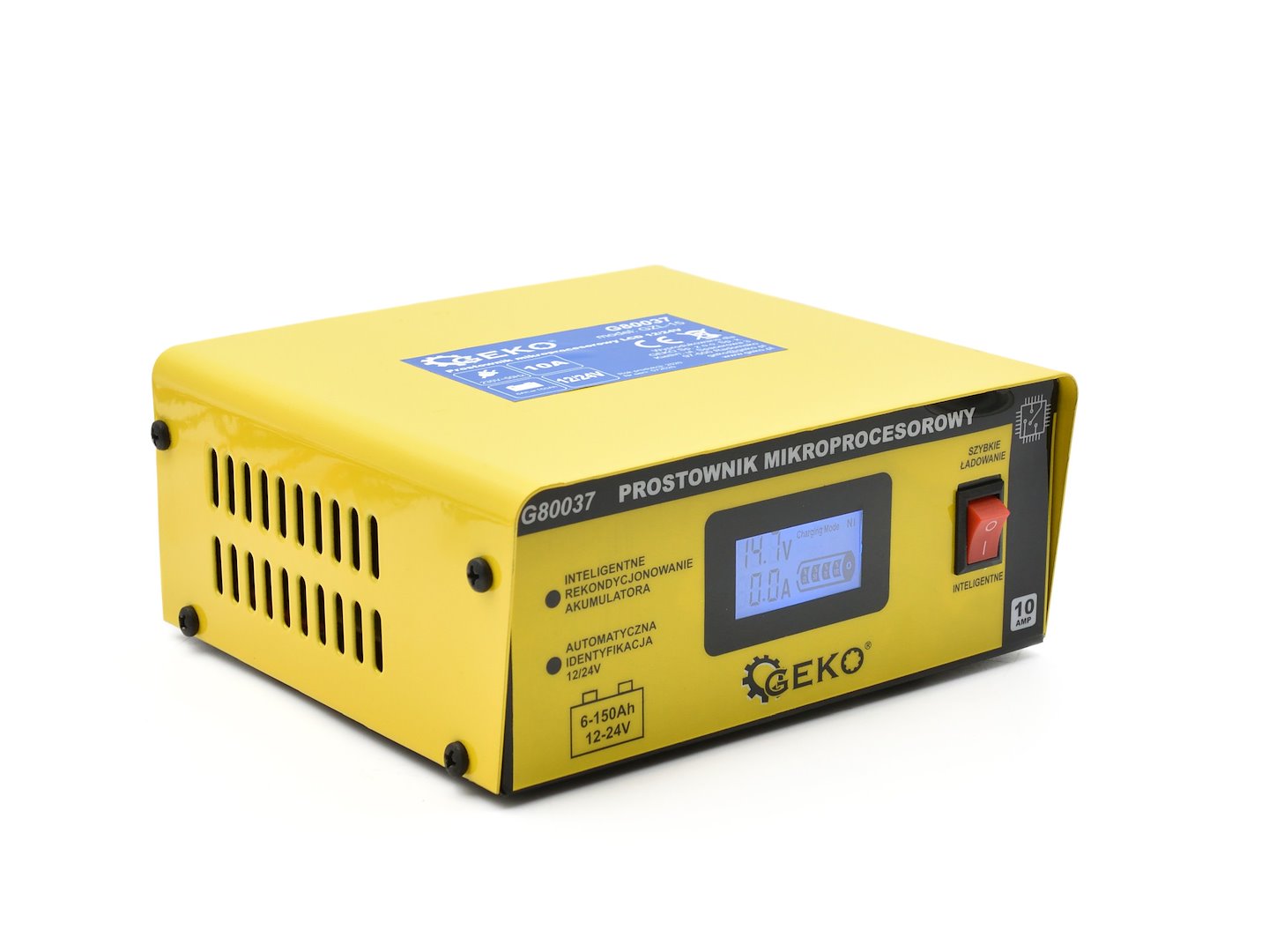 REDRESOR AUTO MICROPROCESOR LCD 12/24V 10A PENTRU BATERII ACUMULATOR AUTO 6-150Ah - GEKO