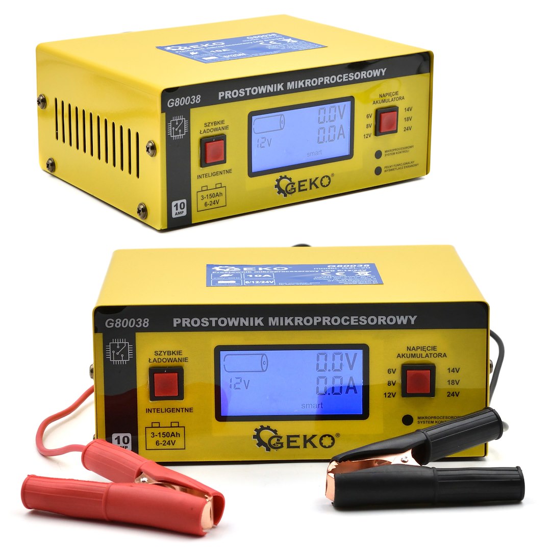 REDRESOR AUTO MICROPROCESOR LCD 6/12/24V 10A PENTRU BATERII ACUMULATOR AUTO 6-150AH - GEKO