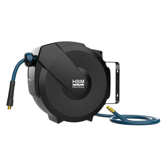 TAMBUR AUTOMAT HBM OLANDA CU FURTUN FLEXIBIL COMPOZIT 15 M, RETRACTABIL, CU BLOCARE AUTOMATA SI SUPORT ROTATIV