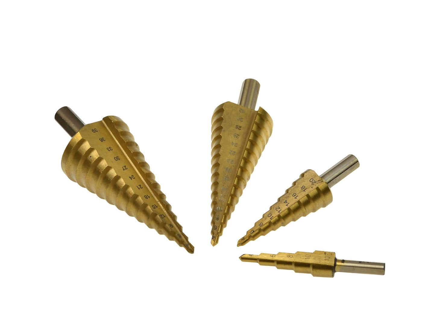 SET 4 BURGHIE CONICE IN TREPTE HSS TiN (4-12 / 4-20 / 4-32 / 4-39MM) - GEKO