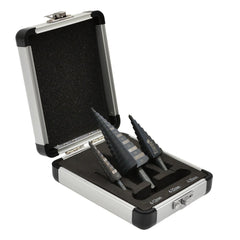 SET 3 BURGHIE CONICE IN TREPTE HSS M2 4-12 / 4-20 / 4-32 MM PENTRU METAL SI PLASTIC - TVARDY