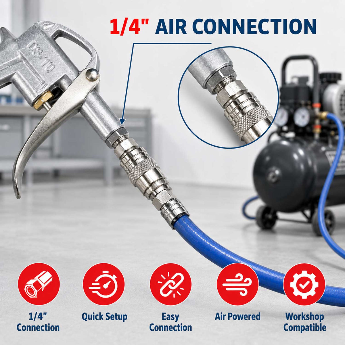 Set pistol de suflat aer cu 3 duze GEBO TOOLS