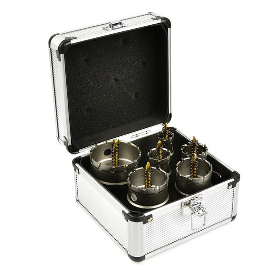 SET 6 CAROTE TCT PENTRU METAL 22 - 65MM CU BURGHIU PILOT TITAN - GEKO