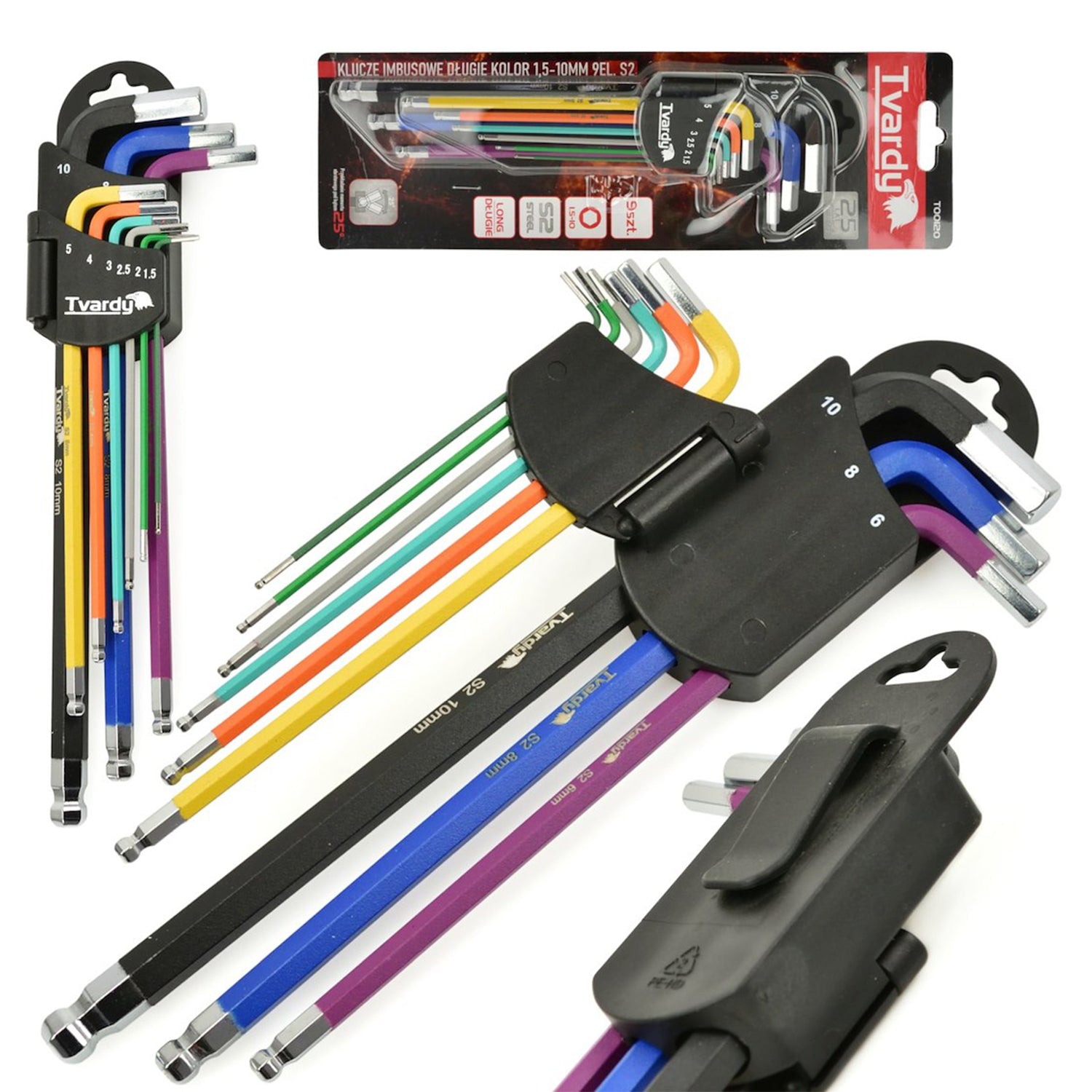 SET 9 CHEI IMBUS COLORATE TIP L CU BILA 1.5-10MM