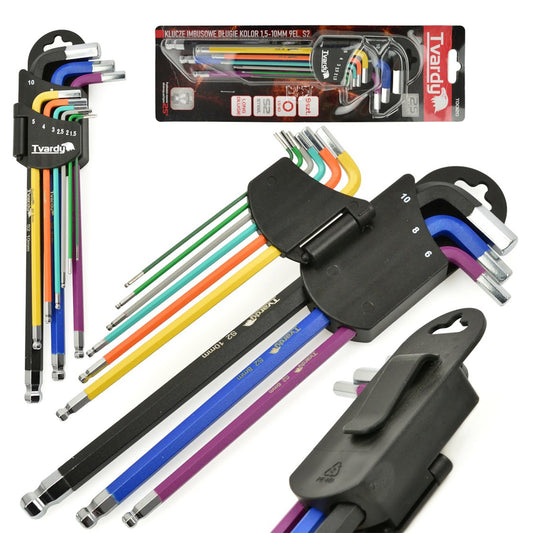 SET 9 CHEI IMBUS COLORATE TIP L CU BILA 1.5-10MM
