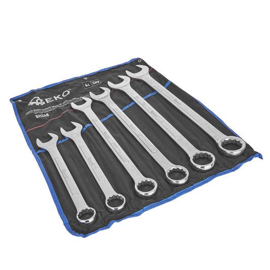 SET 6 CHEI COMBINATE FIXE SI INELARE SATINATE CrV 34-50MM - PENTRU CAMIOANE SI UTILAJE GRELE - GEKO