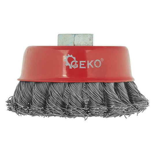 PERIE CUPA DE SARMA FRONTALA, IMPLETITA, 85 MM PENTRU POLIZOR, PRINDERE M14 – CURATAT SI SLEFUIT METAL