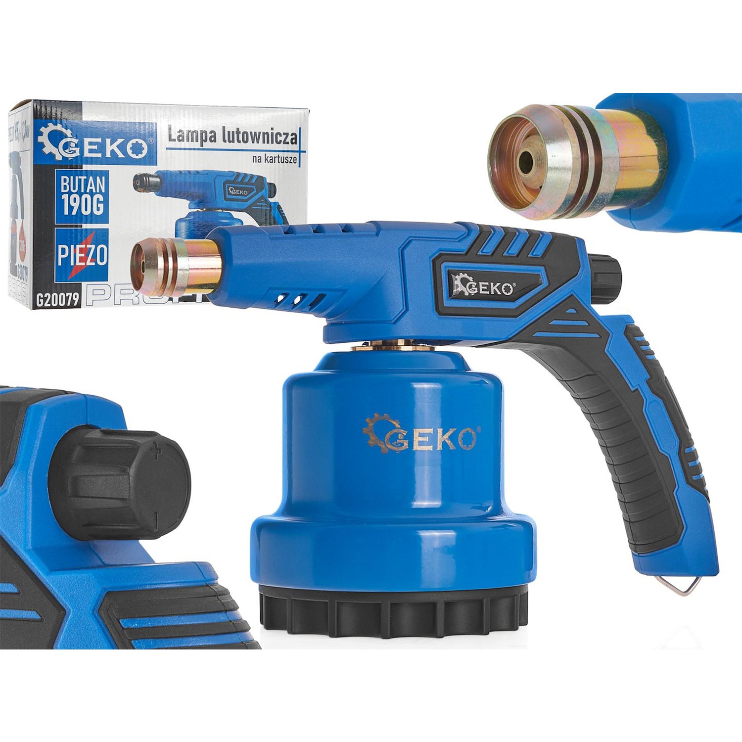 LAMPA DE LIPIT METAL PE GAZ CU PIEZO 190G, FLACARA REGABILA 1200°C - GEKO