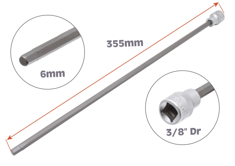 BIT IMBUS HEXAGONAL 6MM CU PATRAT DE 1/2 EXTRA LUNG 355MM PENTRU MONTA