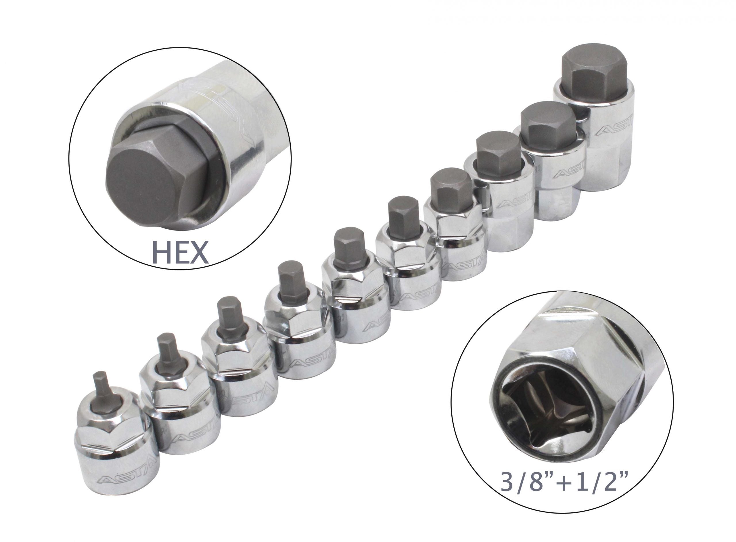 SET CHEI BITI IMBUS HEXAGON H3-H14 3/8-1/2 10 PIESE