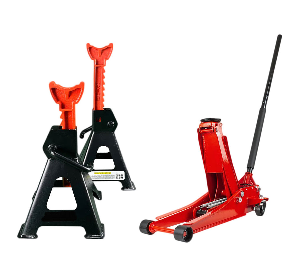 Cric crocodil dublu cilindru talie joasa+set capre auto 3T GEBO TOOLS
