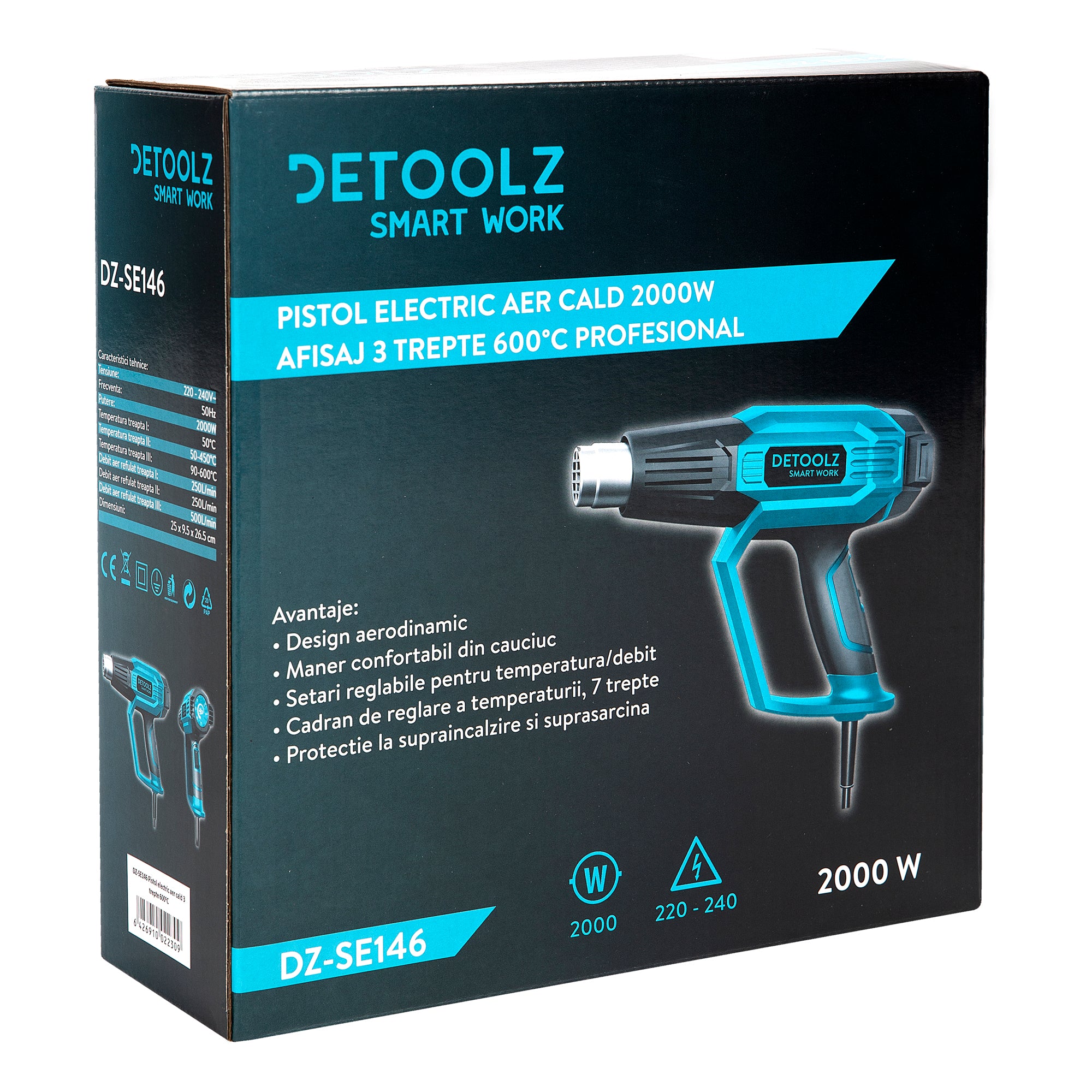 PISTOL AER CALD 2000W 3 TREPTE 0-600°C