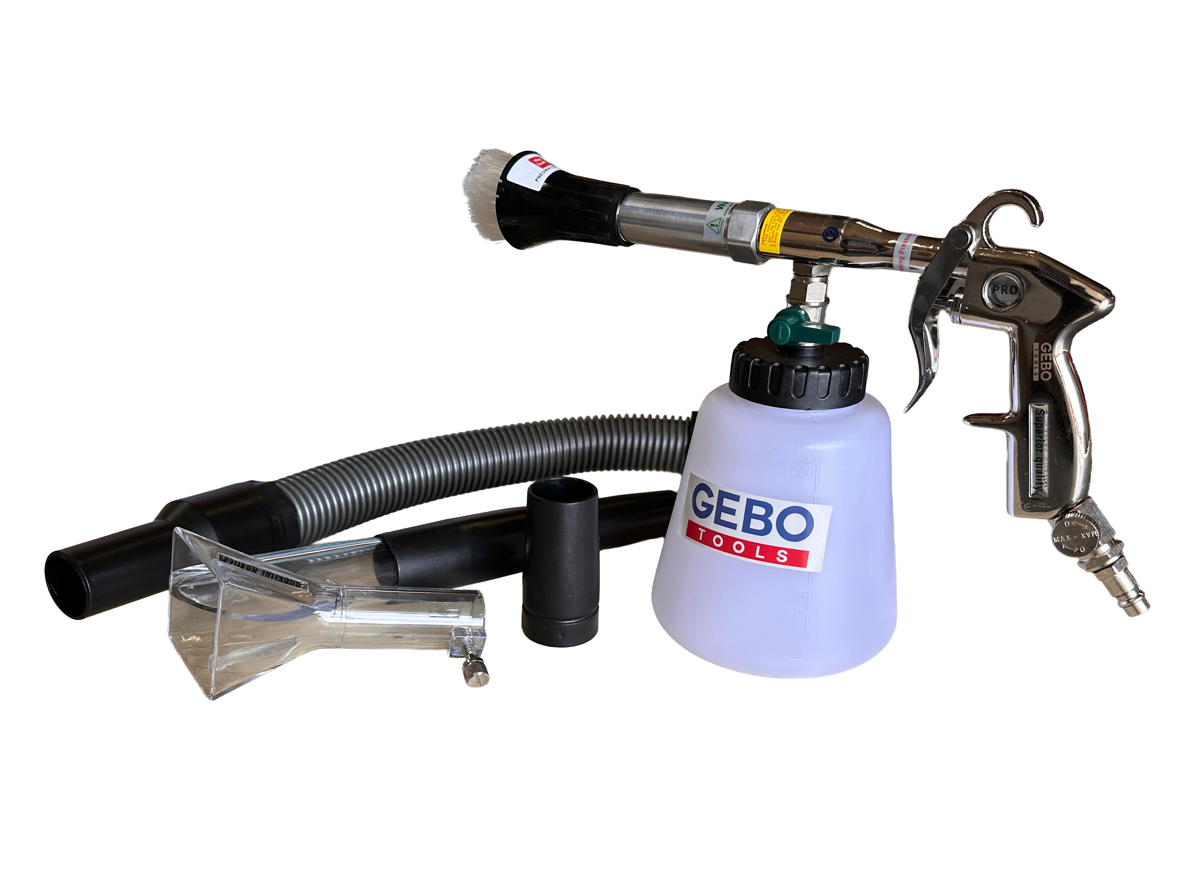 PISTOL PNEUMATIC PT SPALAT TAPITERII TORNADOR CU ADAPTOR VACUUM GEBO TOOLS