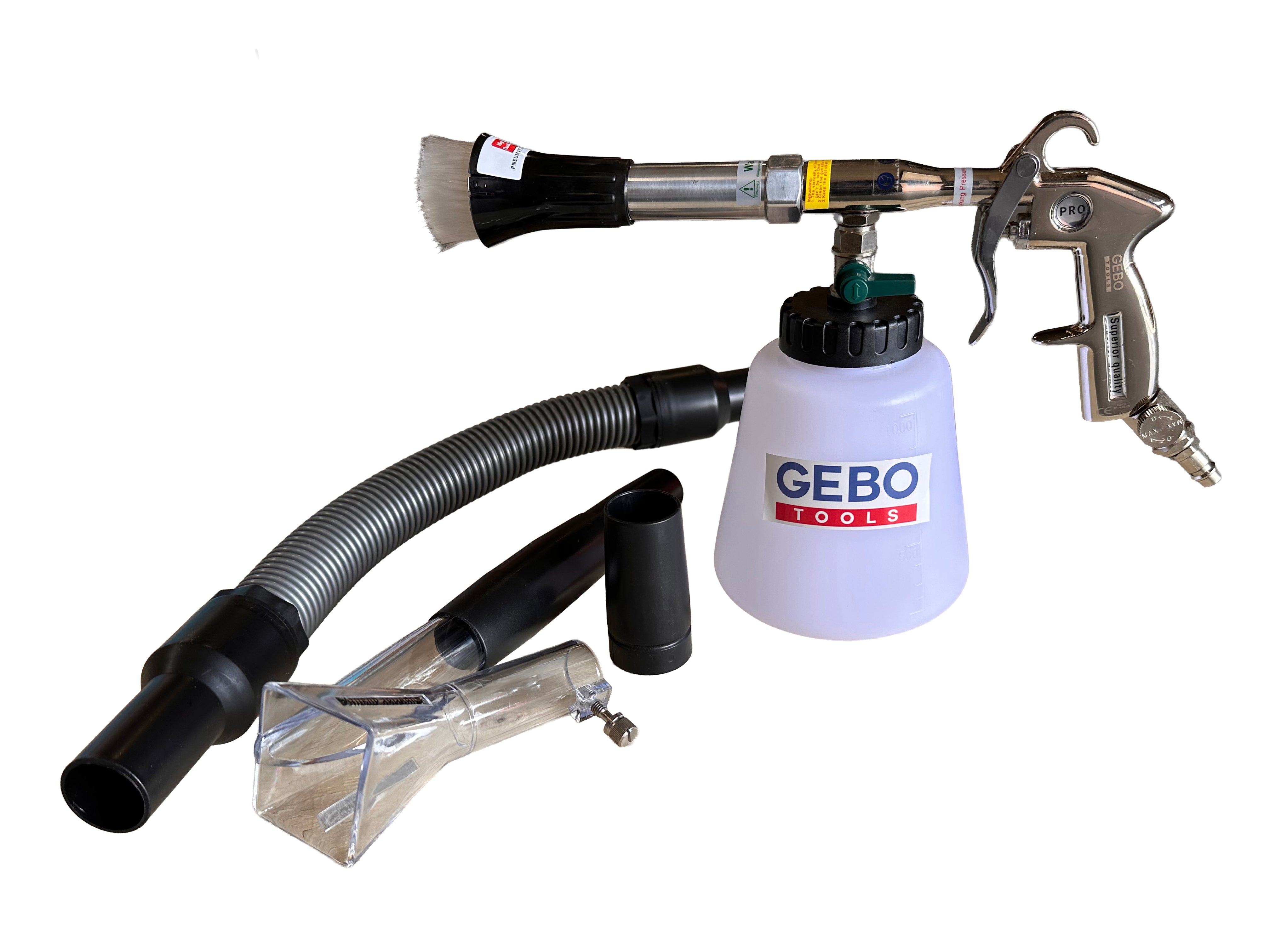 PISTOL PNEUMATIC PT SPALAT TAPITERII TORNADOR CU ADAPTOR VACUUM GEBO TOOLS