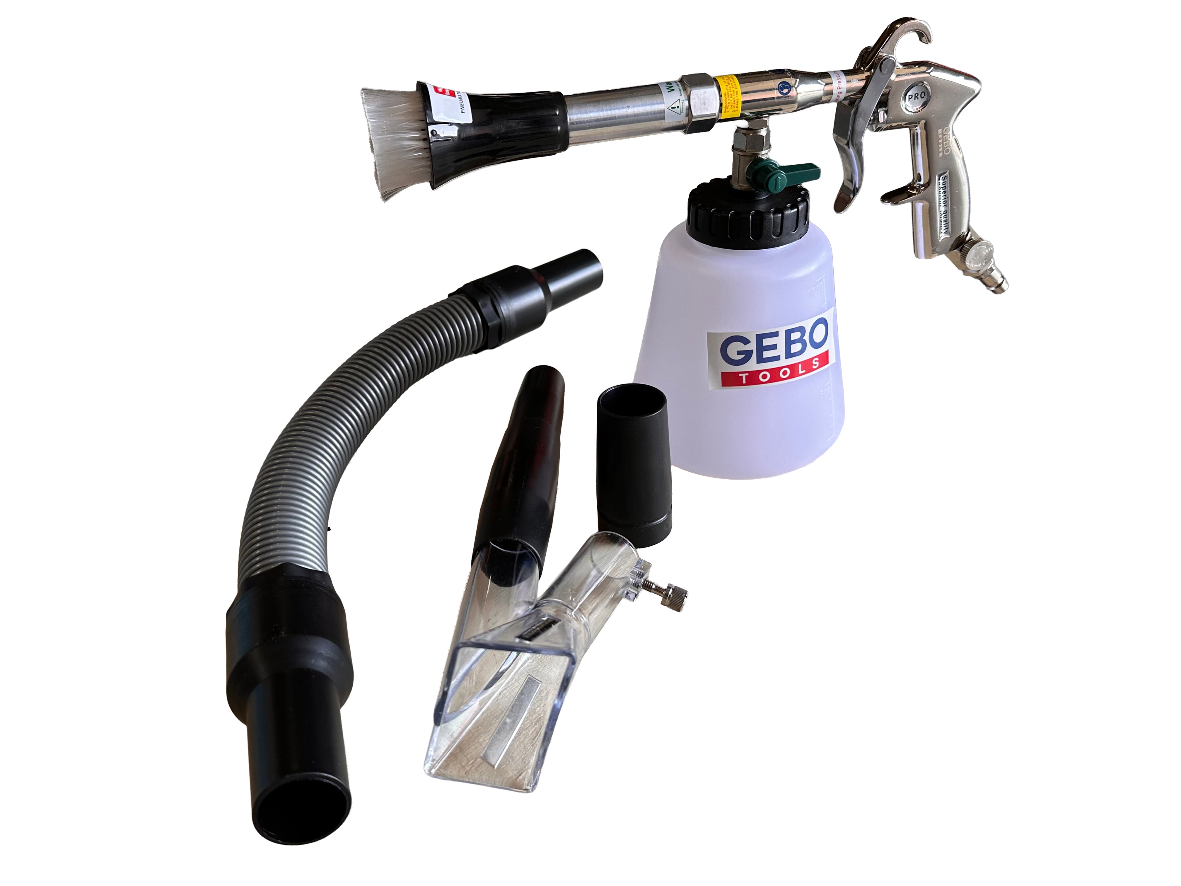 PISTOL PNEUMATIC PT SPALAT TAPITERII TORNADOR CU ADAPTOR VACUUM GEBO TOOLS