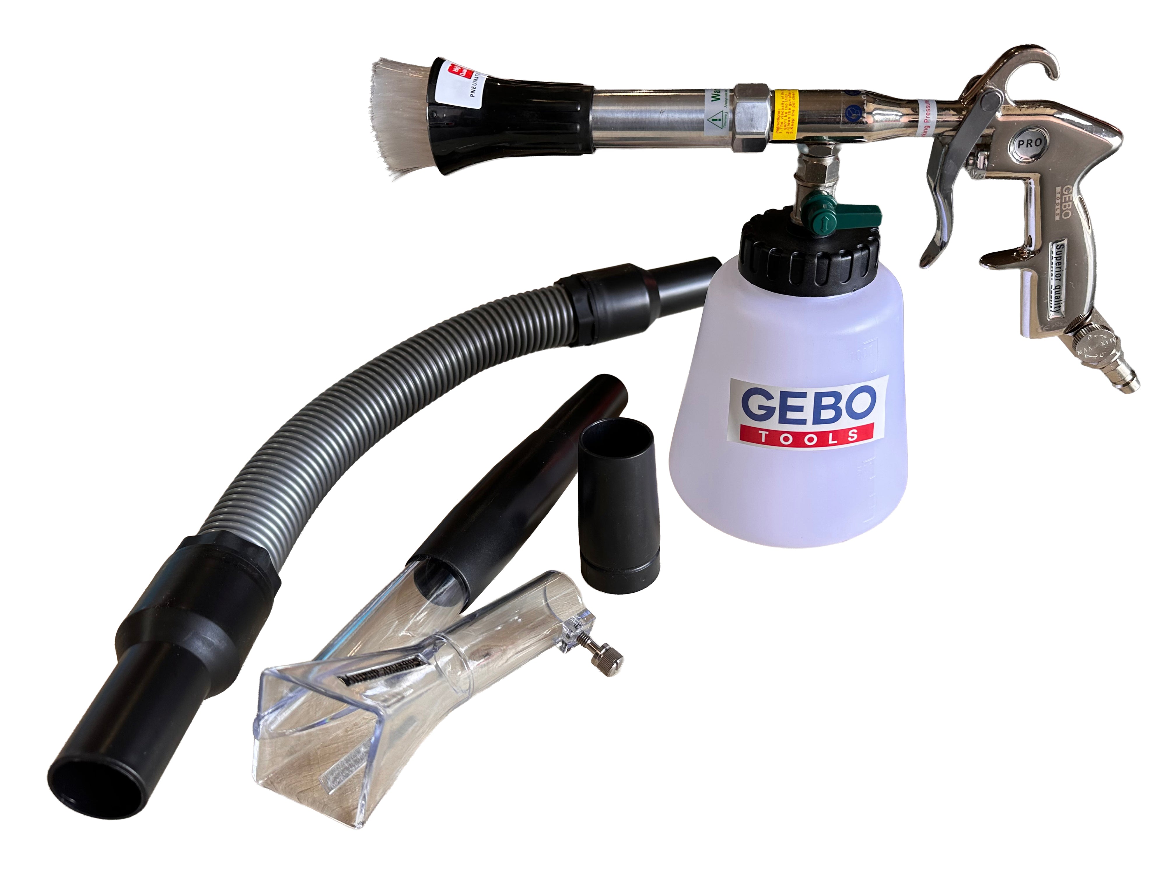 PISTOL PNEUMATIC PT SPALAT TAPITERII TORNADOR CU ADAPTOR VACUUM GEBO TOOLS