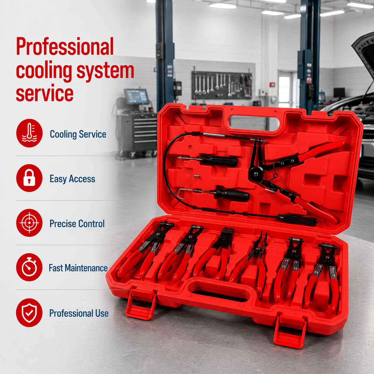 TRUSA DE CLESTI COLIERE CONDUCTE SI FURTUNE AUTO 9 PIESE GEBO TOOLS