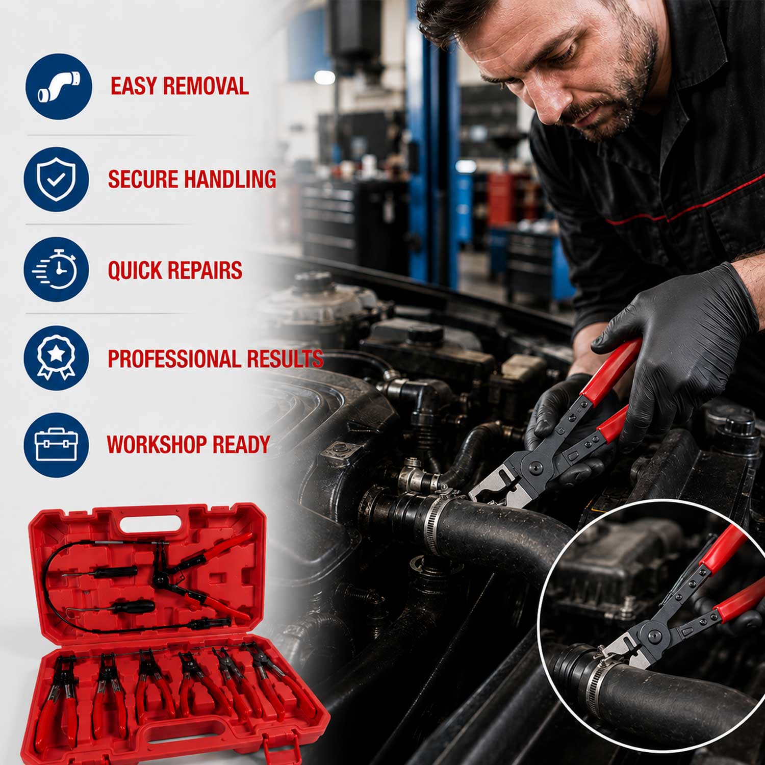 TRUSA DE CLESTI COLIERE CONDUCTE SI FURTUNE AUTO 9 PIESE GEBO TOOLS