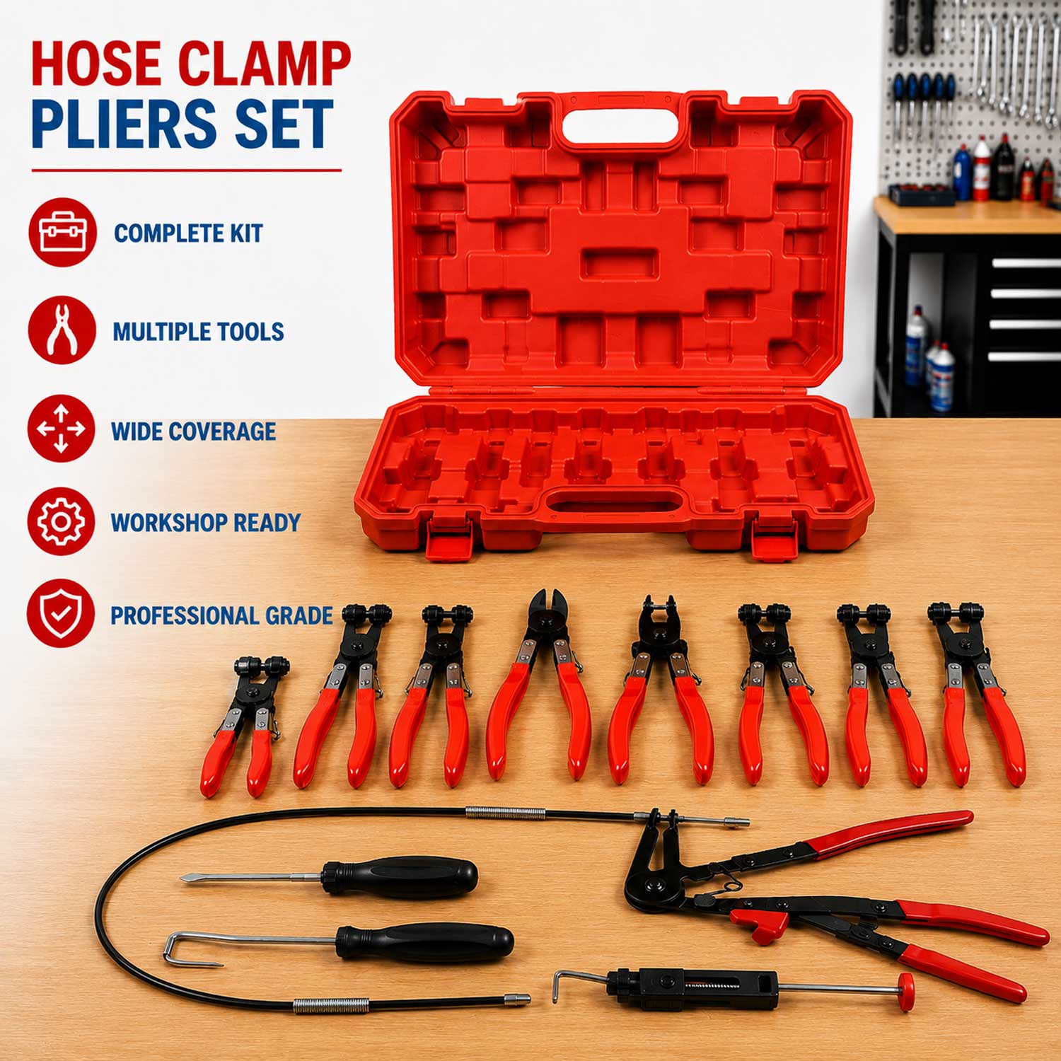 TRUSA DE CLESTI COLIERE CONDUCTE SI FURTUNE AUTO 9 PIESE GEBO TOOLS