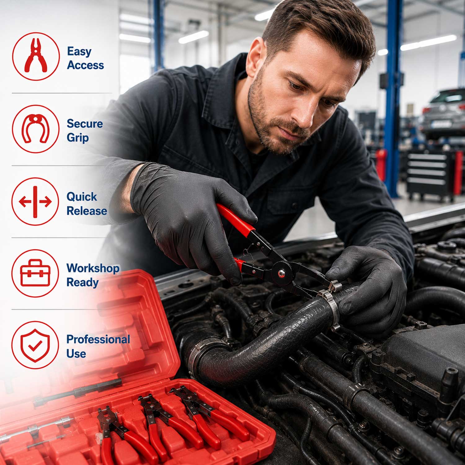 TRUSA DE CLESTI COLIERE CONDUCTE SI FURTUNE AUTO 9 PIESE GEBO TOOLS