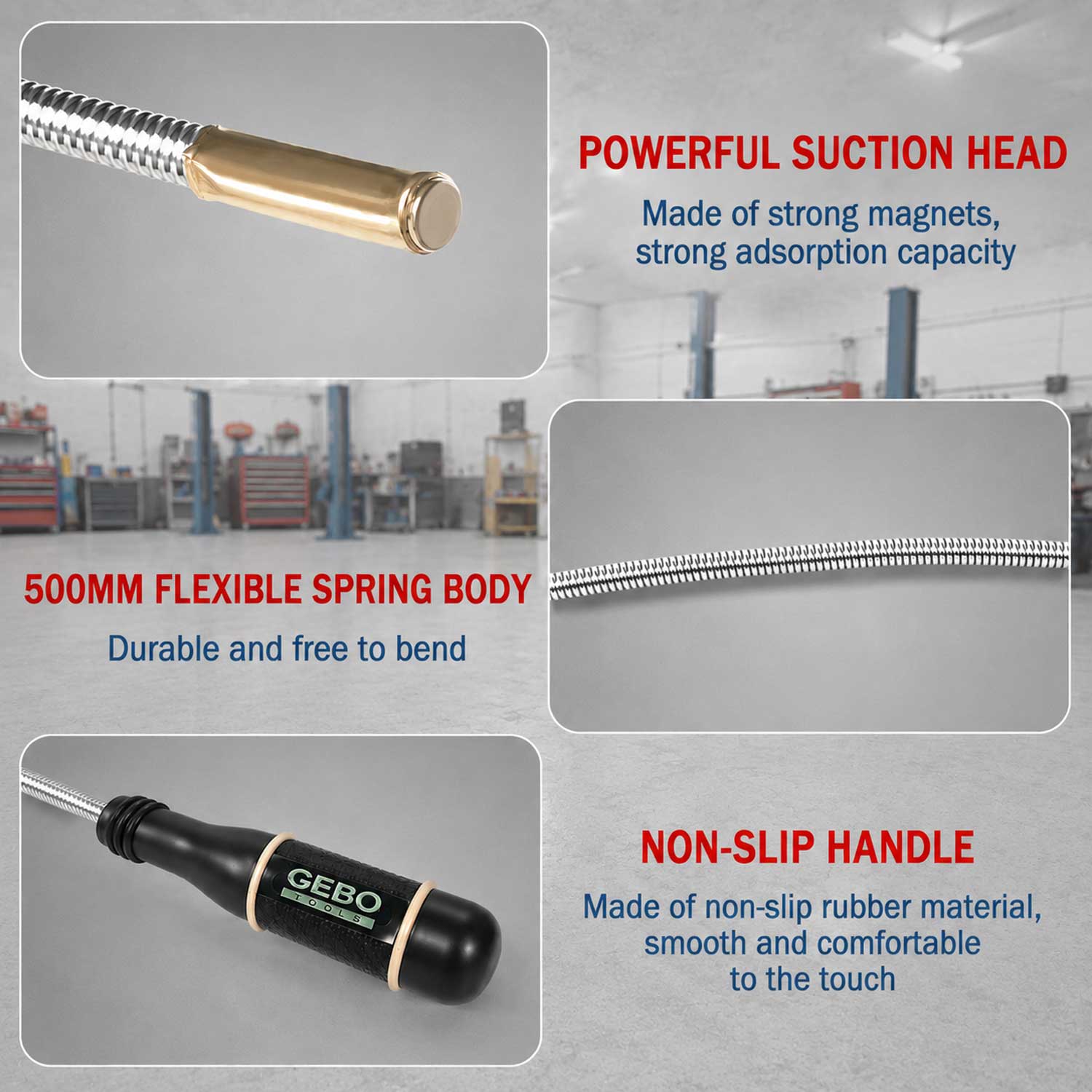RECUPERATOR PIESE FLEXIBIL CU MAGNET 50 CM 6 MM GEBO TOOLS