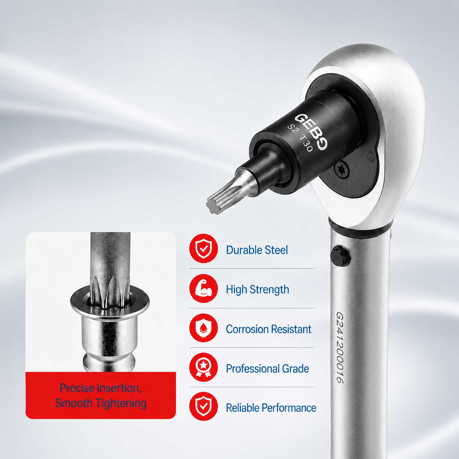 SET CHEI BITI TORX T8-T60 TUBULARE PROFIL E E4-E20 1/4 3/8 1/2 25 PIESE GEBO TOOLS