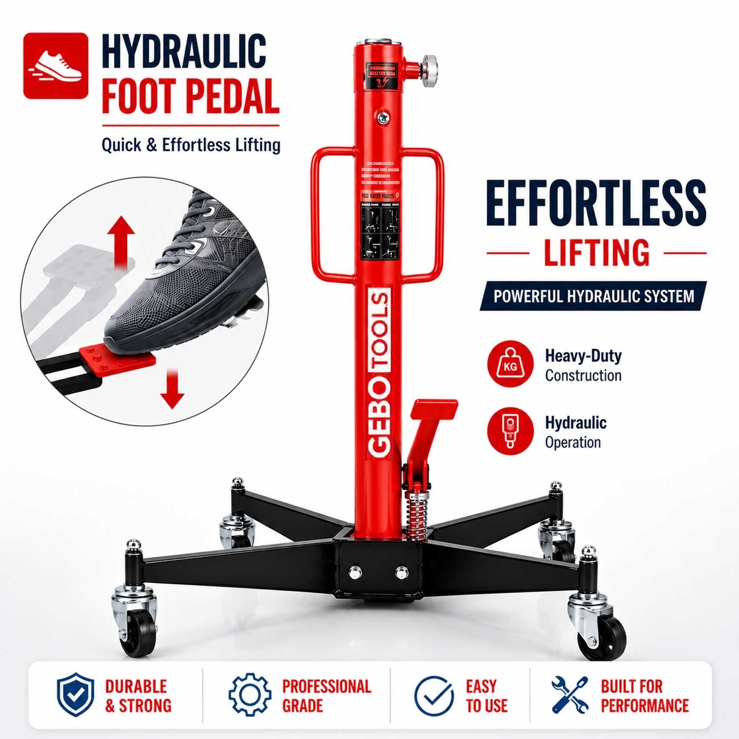 Cric hidraulic suport ridicat cutie de viteze 500 kg 0.5T GEBO TOOLS
