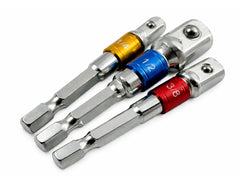 SET 3 BITI ADAPTORI HEXAGONALI 1/4 3/8 1/2 GEBO TOOLS