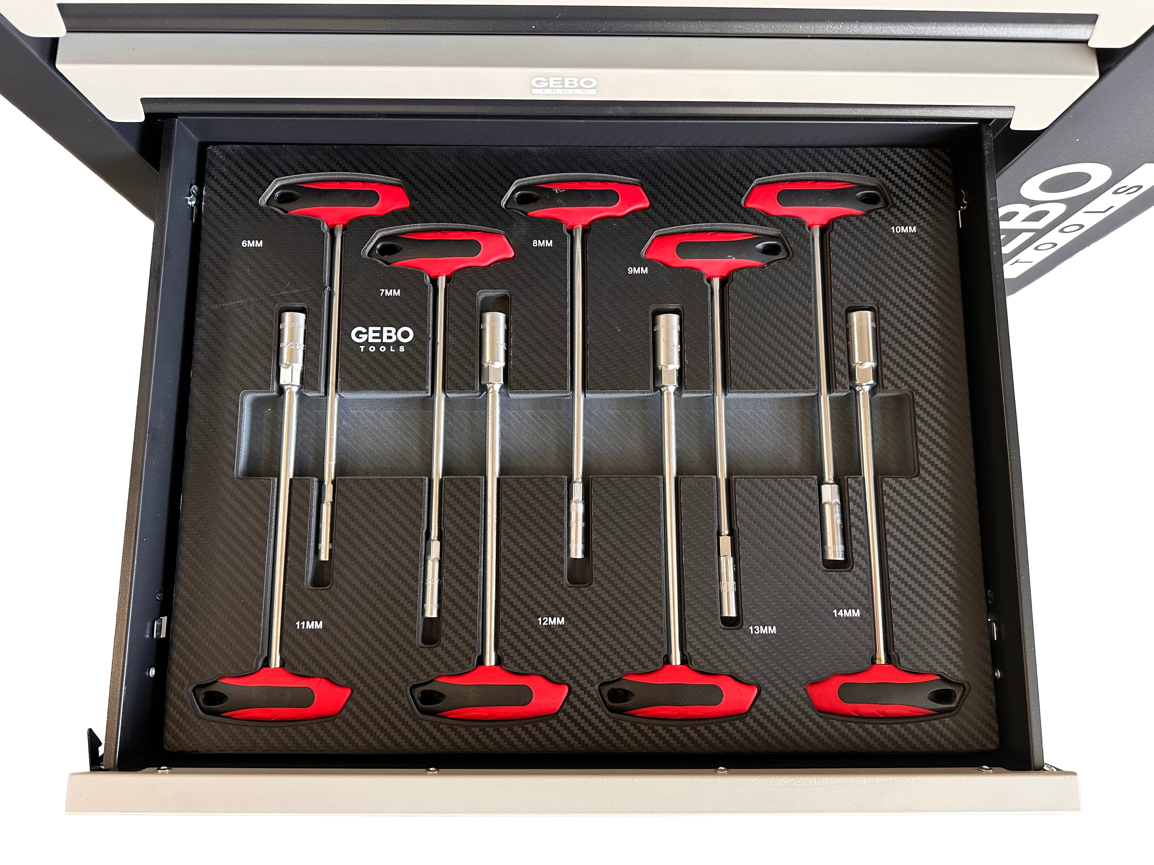 DULAP DE SCULE ECHIPAT PROFESIONAL CU 7 SERTARE 7 MODULE CARBON 262 PIESE GEBO TOOLS