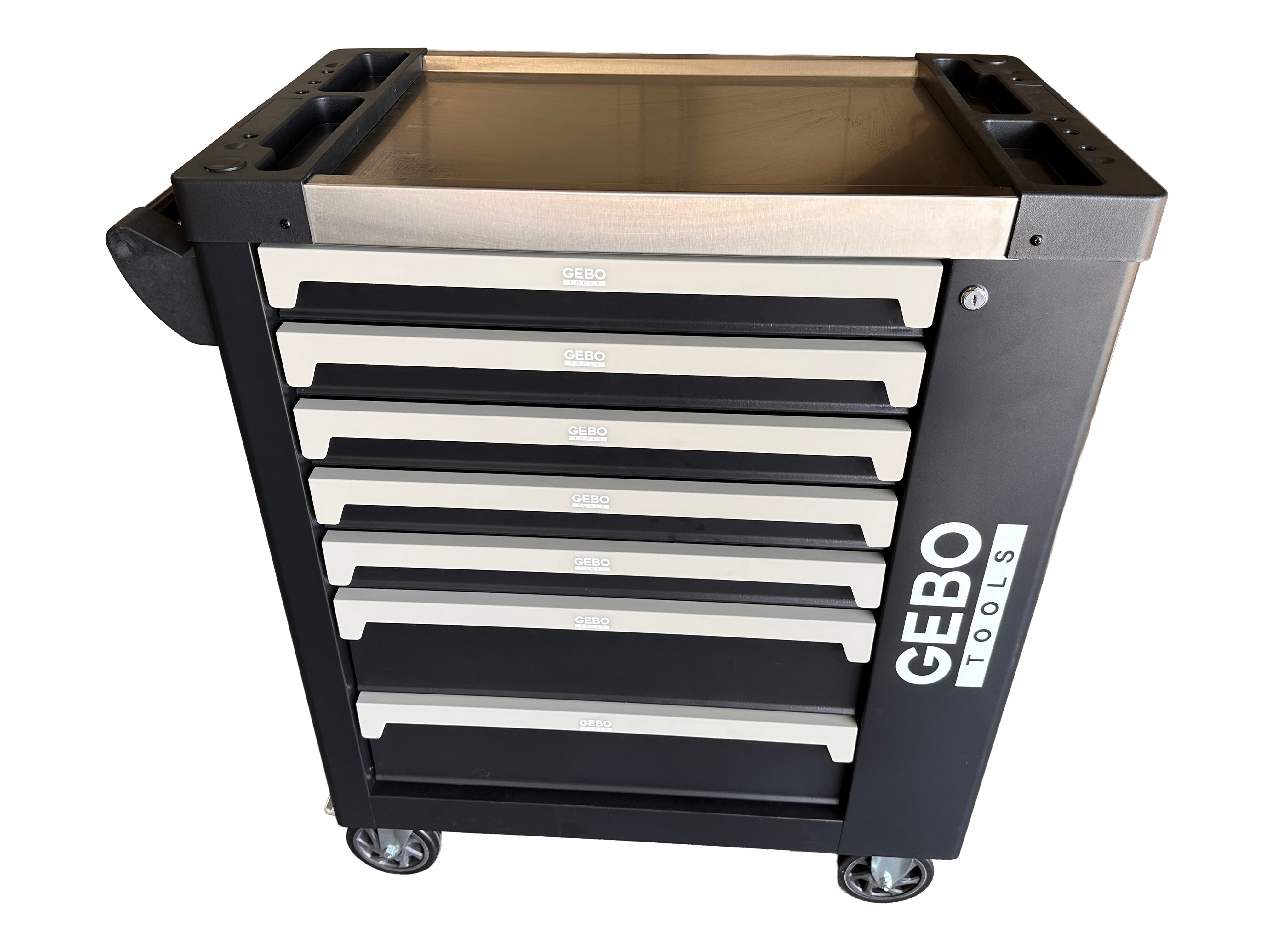 DULAP DE SCULE ECHIPAT PROFESIONAL CU 7 SERTARE 7 MODULE CARBON 262 PIESE GEBO TOOLS