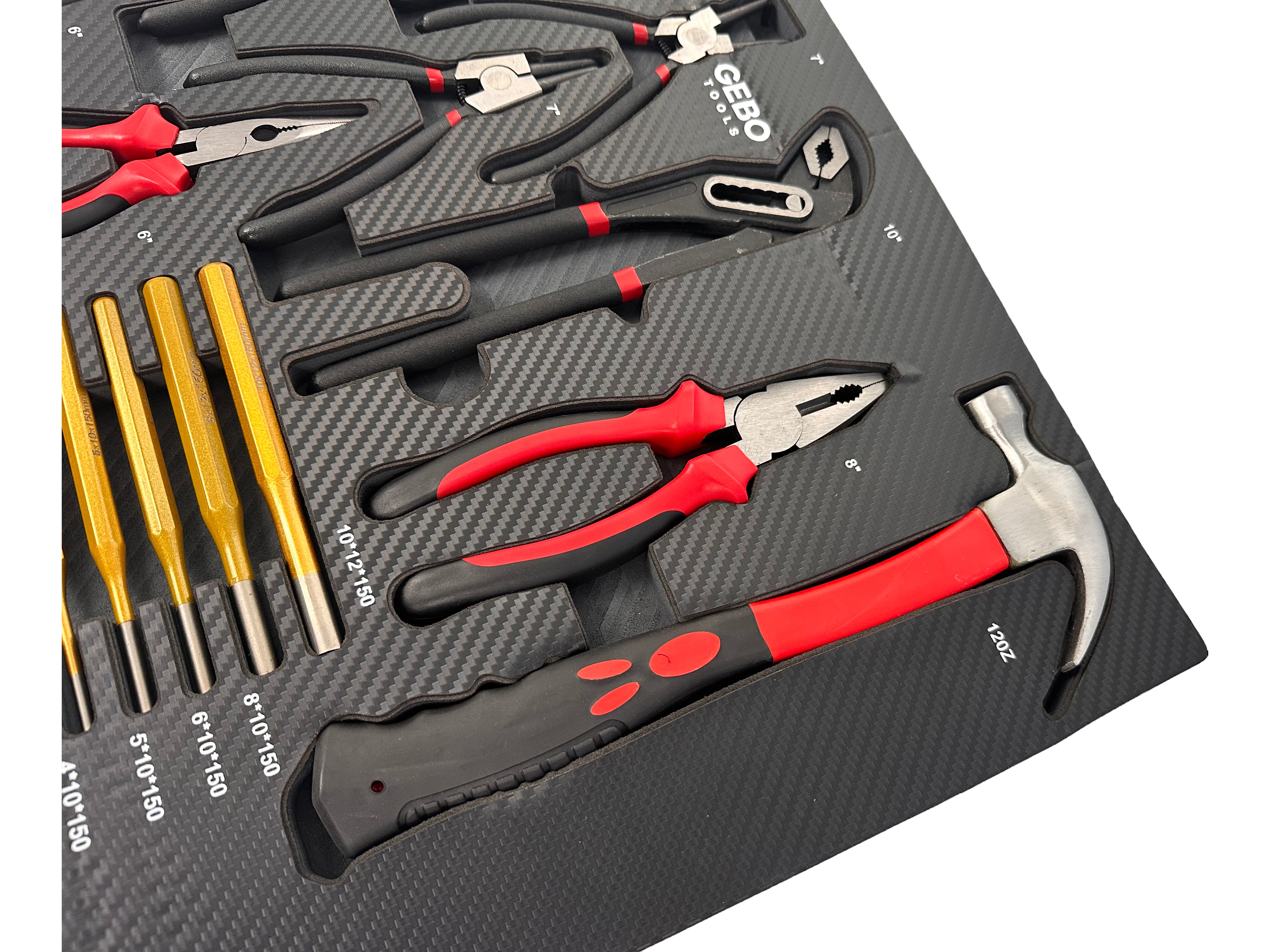 MODUL BURETE ORGANIZATOR DULAP DE SCULE, CLESTI, DORNURI SI CIOCAN, 16 PIESE, 54 X 39,5 X 3 CM GEBO TOOLS
