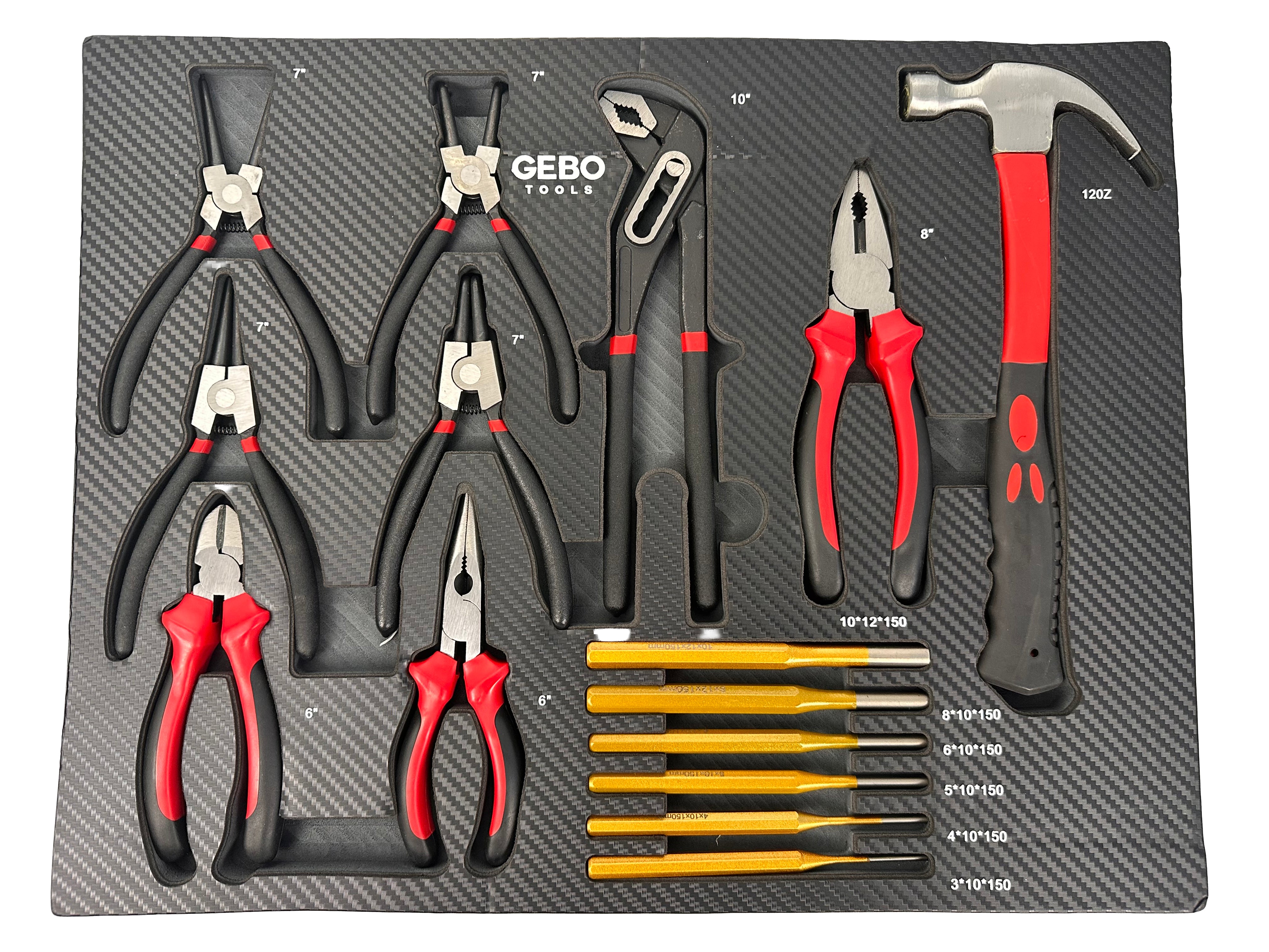 MODUL BURETE ORGANIZATOR DULAP DE SCULE, CLESTI, DORNURI SI CIOCAN, 16 PIESE, 54 X 39,5 X 3 CM GEBO TOOLS