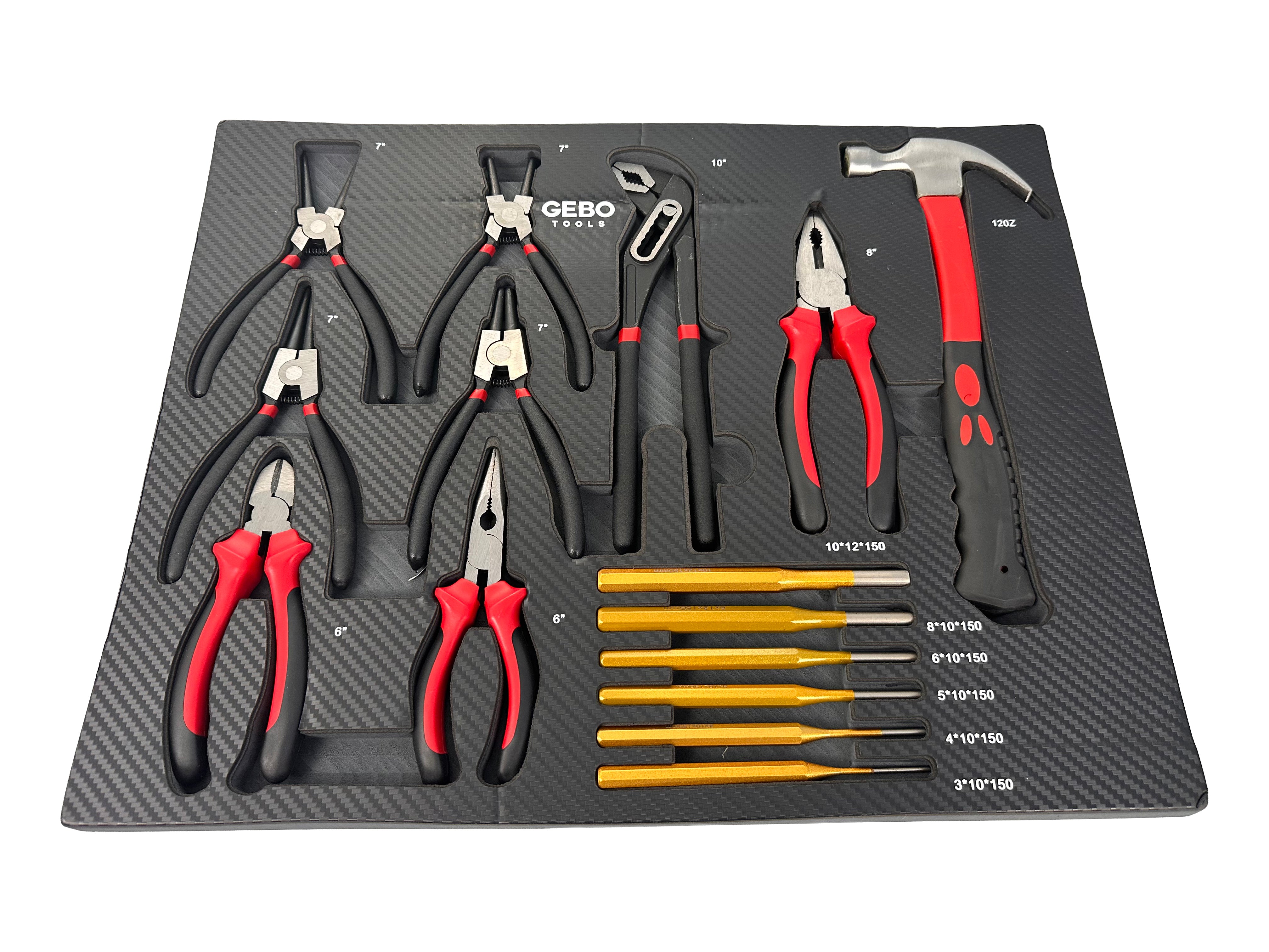 MODUL BURETE ORGANIZATOR DULAP DE SCULE, CLESTI, DORNURI SI CIOCAN, 16 PIESE, 54 X 39,5 X 3 CM GEBO TOOLS