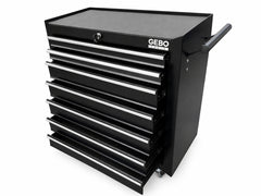DULAP METALIC NEECHIPAT PENTRU SCULE, CU 7 SERTARE, NEGRU, CU ROTI 78 X 62 X 33 CM GEBO TOOLS