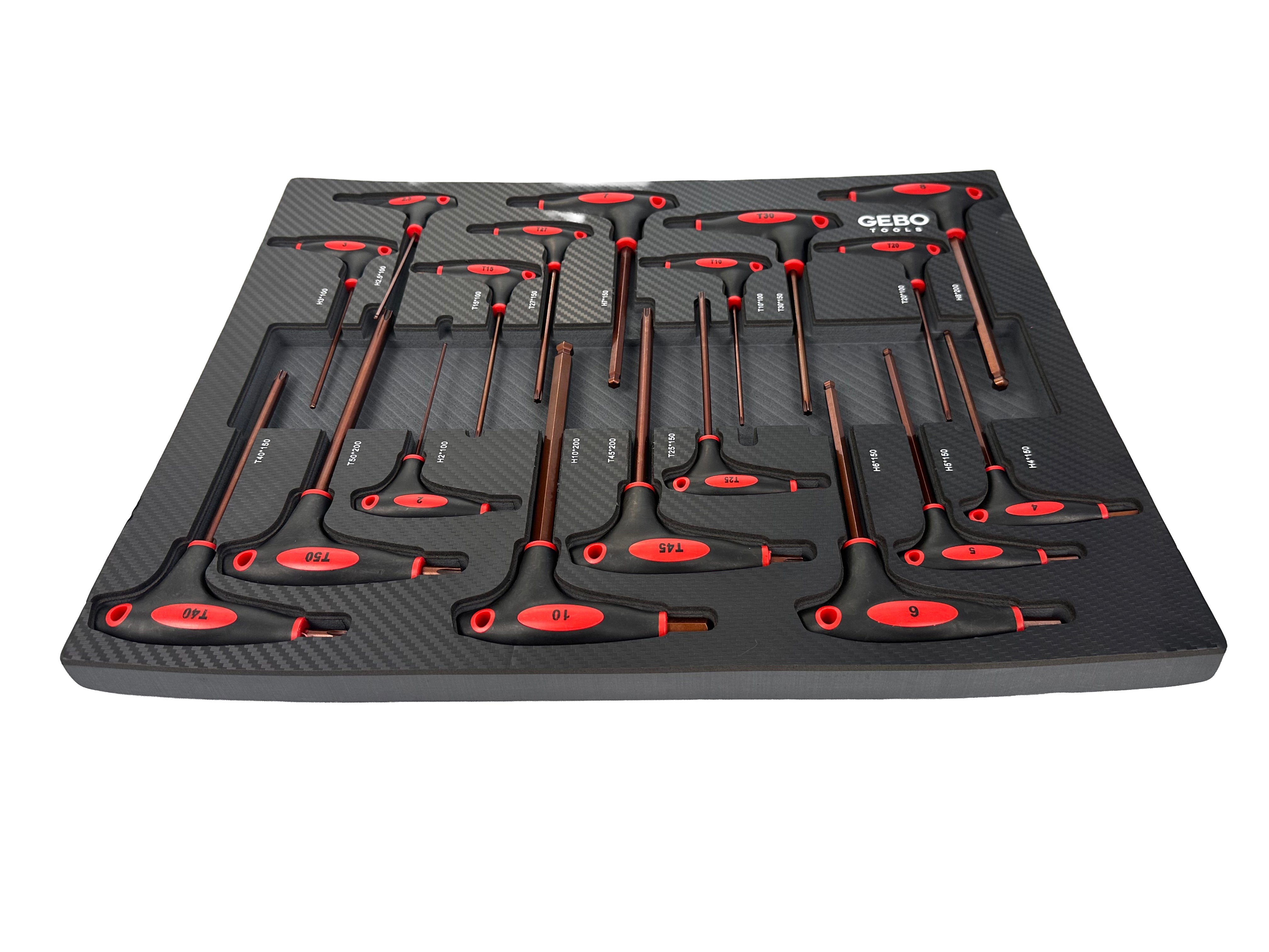 MODUL DULAP TORX IMBUS IN INCH CU MANER T 18 PIESE GEBO TOOLS