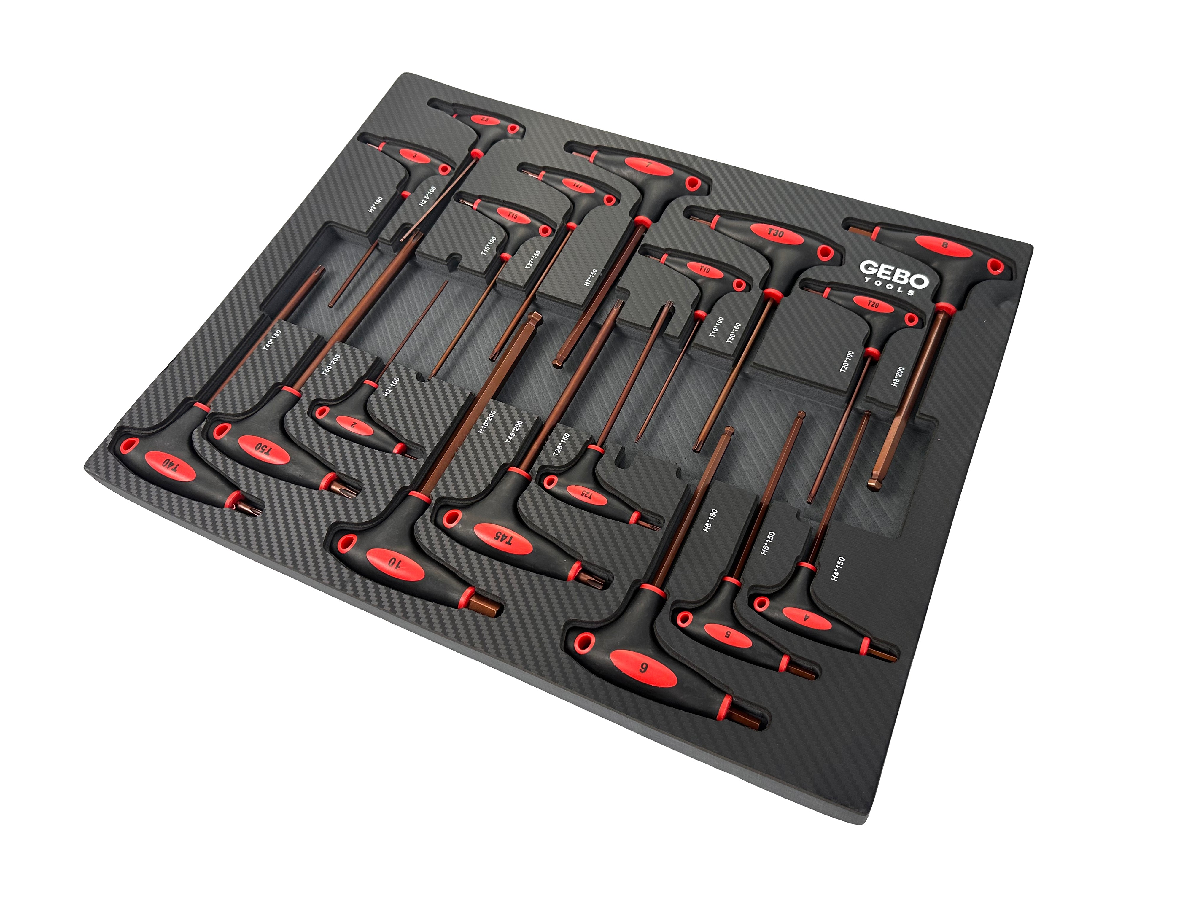 MODUL DULAP TORX IMBUS IN INCH CU MANER T 18 PIESE GEBO TOOLS