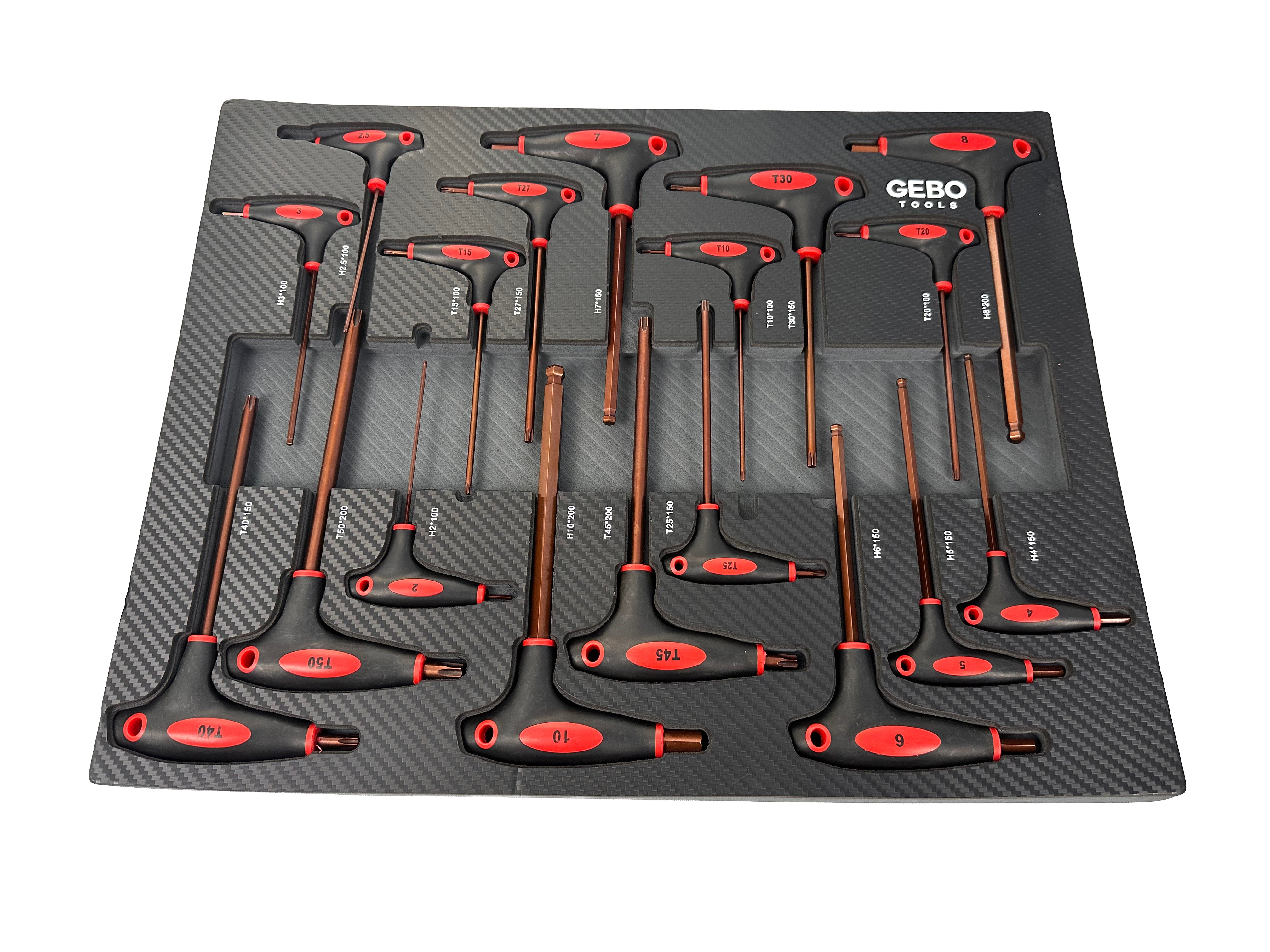 MODUL DULAP TORX IMBUS IN INCH CU MANER T 18 PIESE GEBO TOOLS