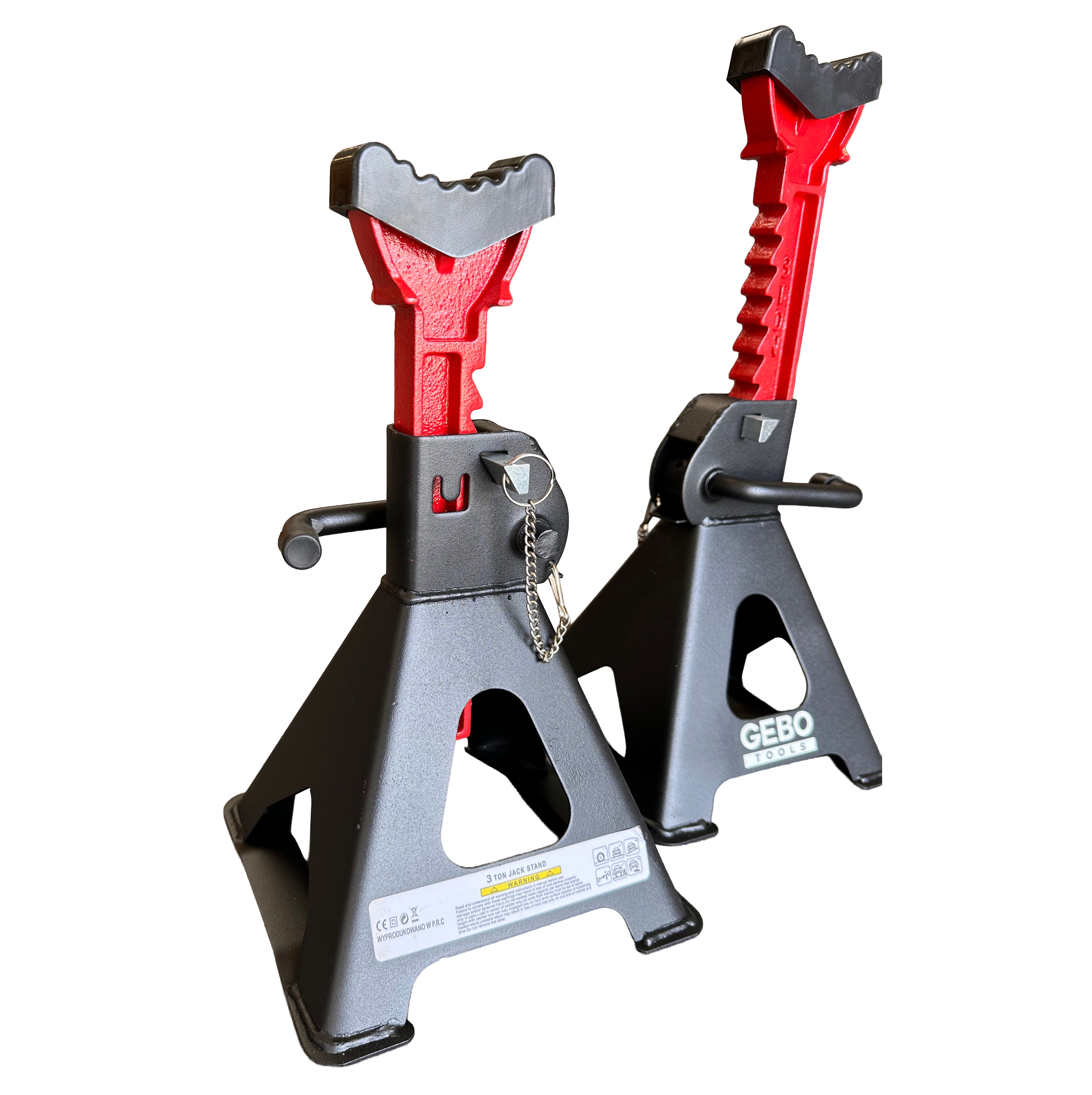 SET 2 CAPRE 3T 29.5-43CM SUSTINERE AUTO CU SIGURANTA BLOCARE DUBLA SI TAMPON DE CAUCIUC PENTRU PROTECTIE PRAG AUTO GEBO TOOLS