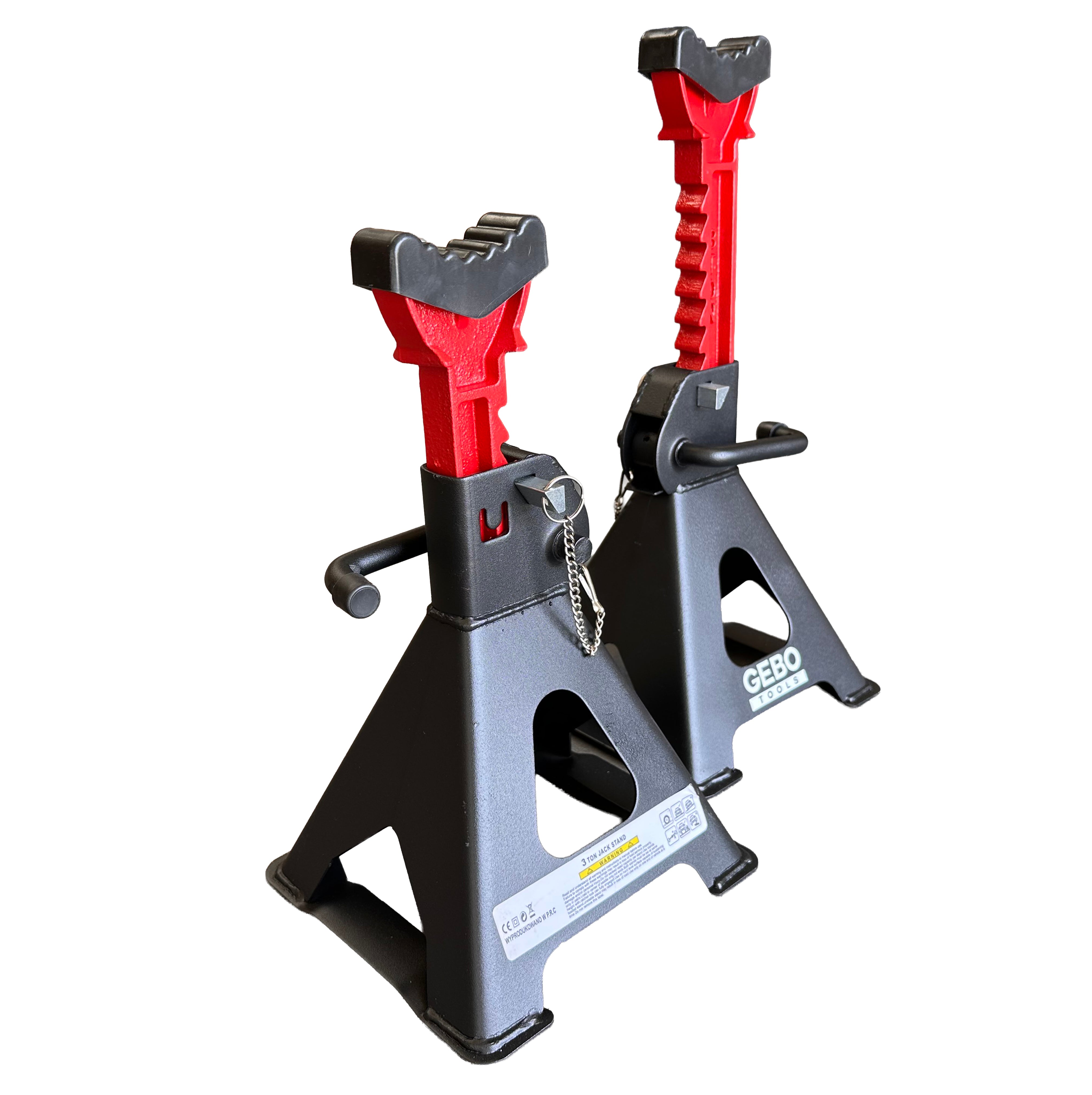 SET 2 CAPRE 3T 29.5-43CM SUSTINERE AUTO CU SIGURANTA BLOCARE DUBLA SI TAMPON DE CAUCIUC PENTRU PROTECTIE PRAG AUTO GEBO TOOLS