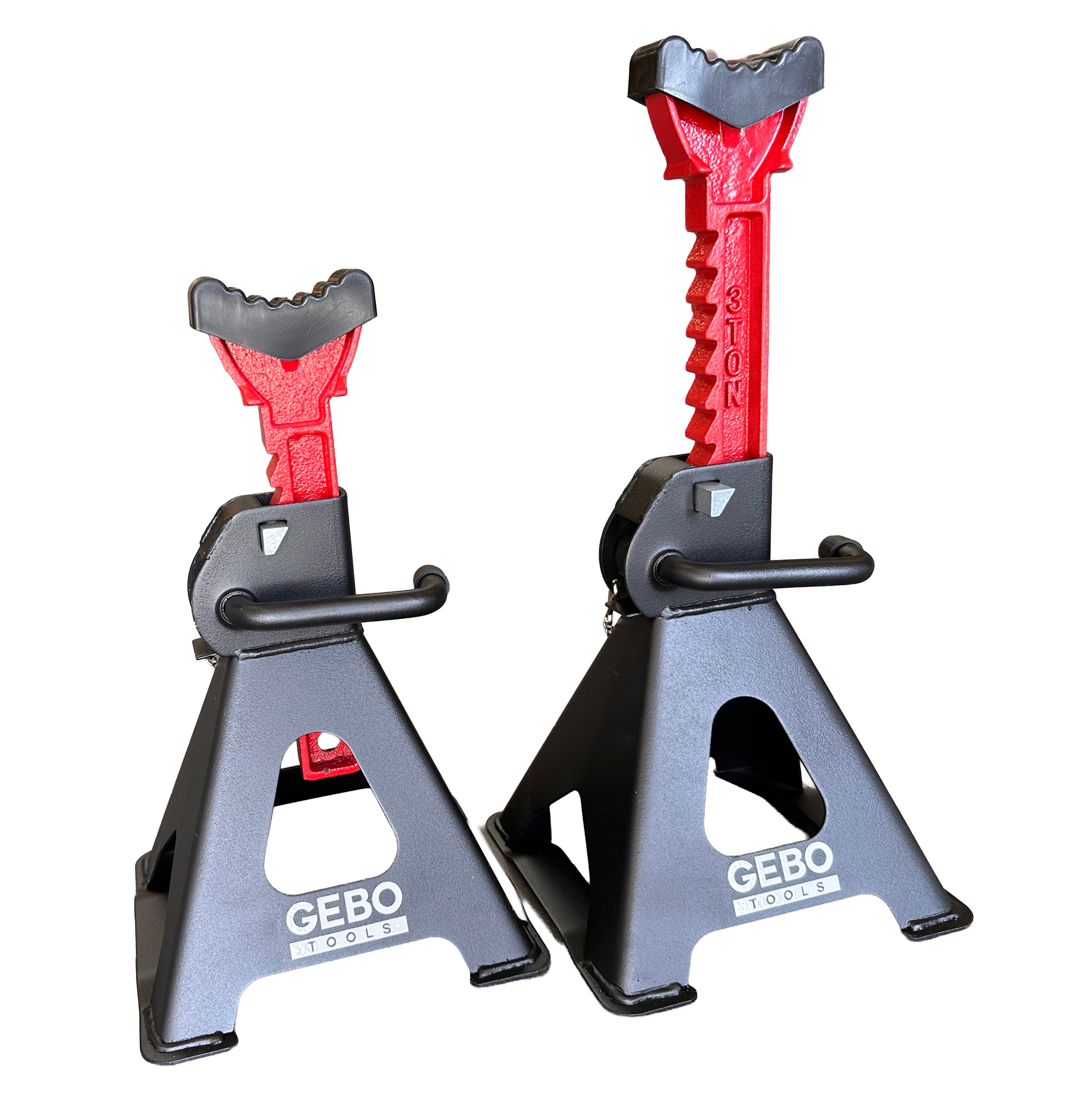 SET 2 CAPRE 3T 29.5-43CM SUSTINERE AUTO CU SIGURANTA BLOCARE DUBLA SI TAMPON DE CAUCIUC PENTRU PROTECTIE PRAG AUTO GEBO TOOLS