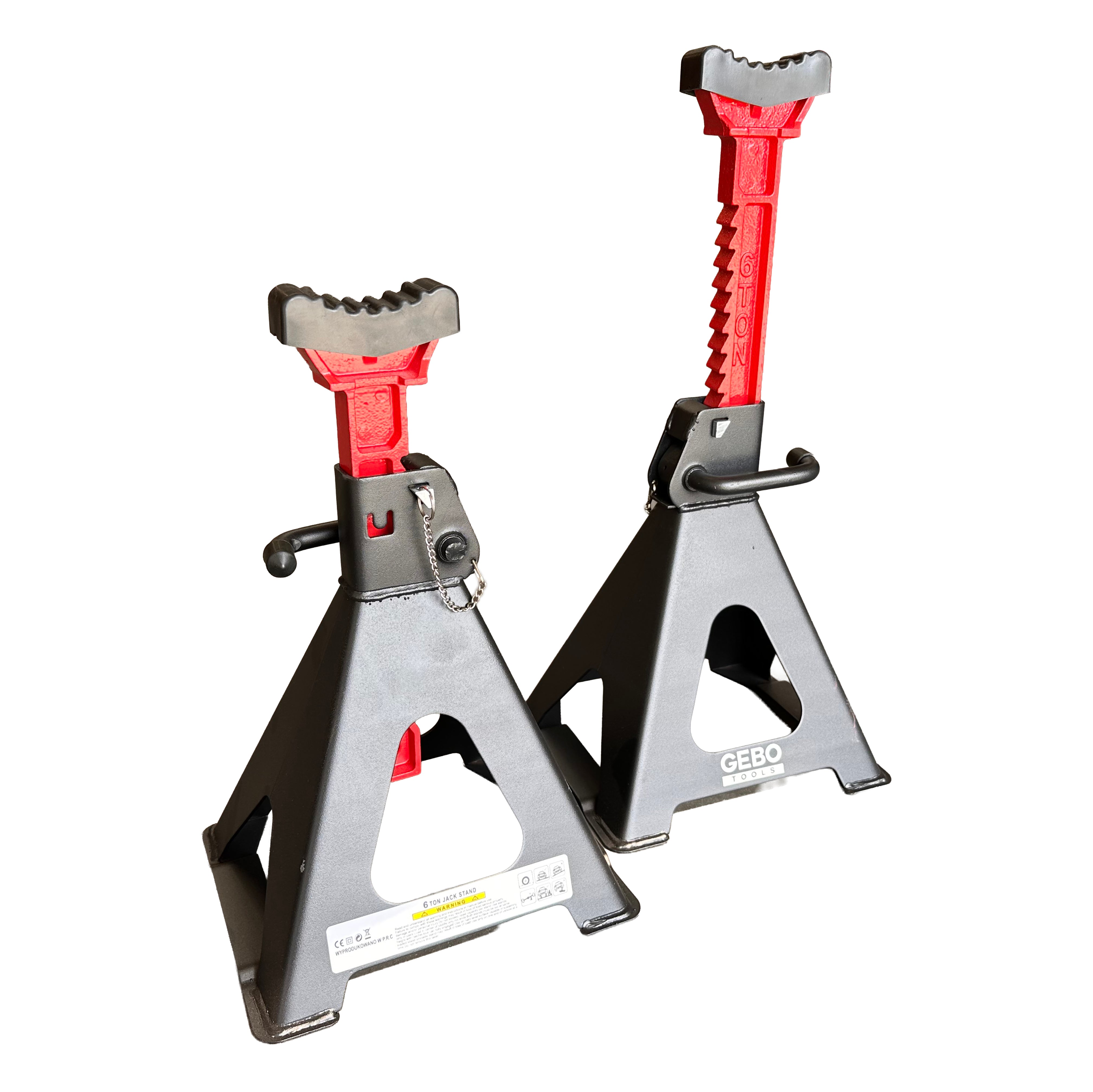 SET 2 CAPRE 6T 39-60CM SUSTINERE AUTO CU SIGURANTA BLOCARE DUBLA SI TAMPON DE CAUCIUC PENTRU PROTECTIE PRAG AUTO GEBO TOOLS