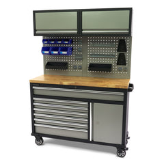 DULAP SCULE METALIC BLAT LEMN MASIV CU PANOU 136 CM HBM