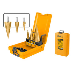 SET 3 BURGHIE IN TREPTE 4-32MM INGCO