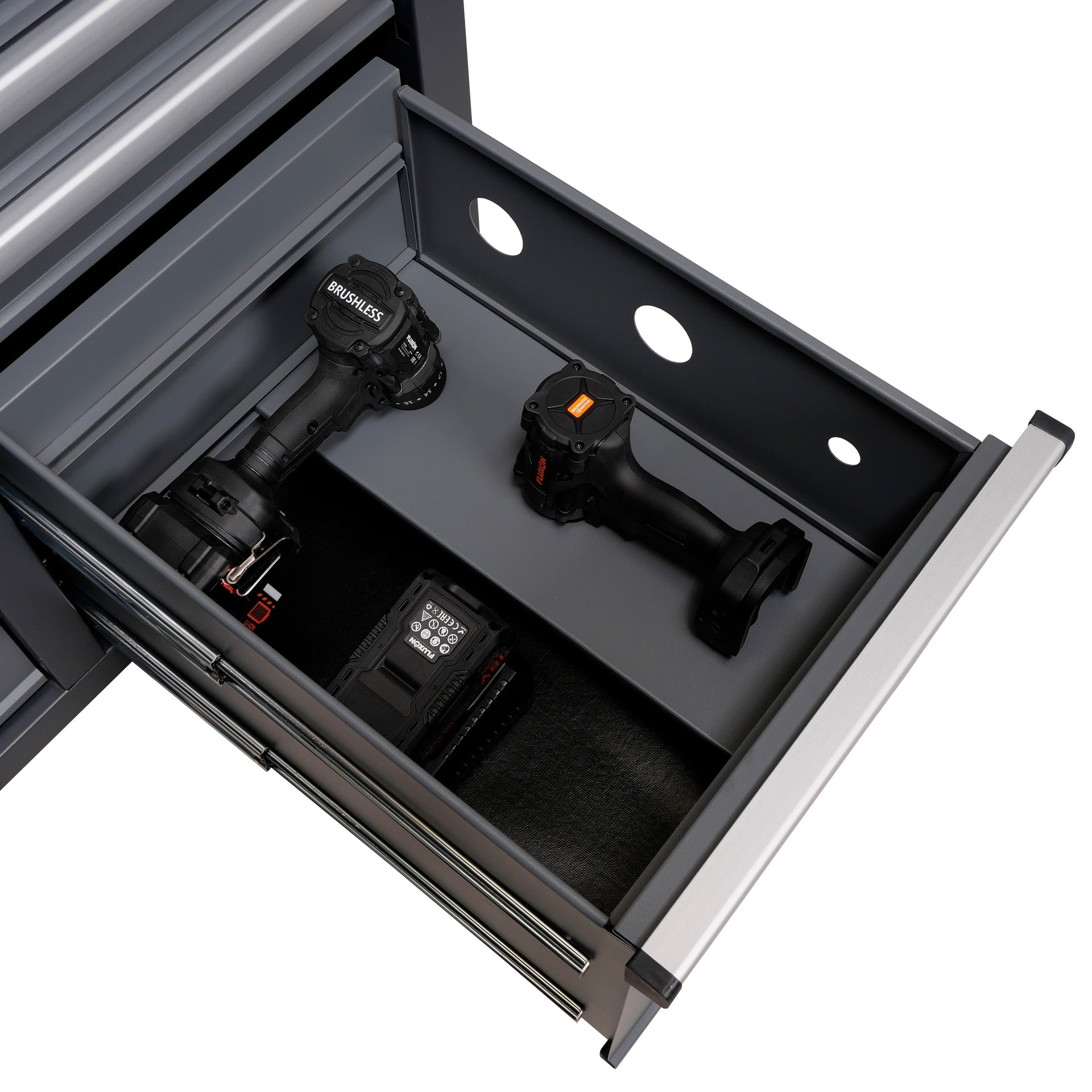 BANC DE LUCRU METALIC 10 SERTARE, BLAT LEMN MASIV, PANOU SCULE - BULLRAM