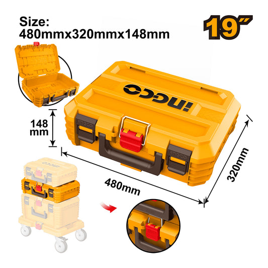 CUTIE DIN PLASTIC PENTRU SCULE SISTEM MULTIBOX PENTRU DEPOZITARE MODULARA 48 X 32 X 15CM - INGCO