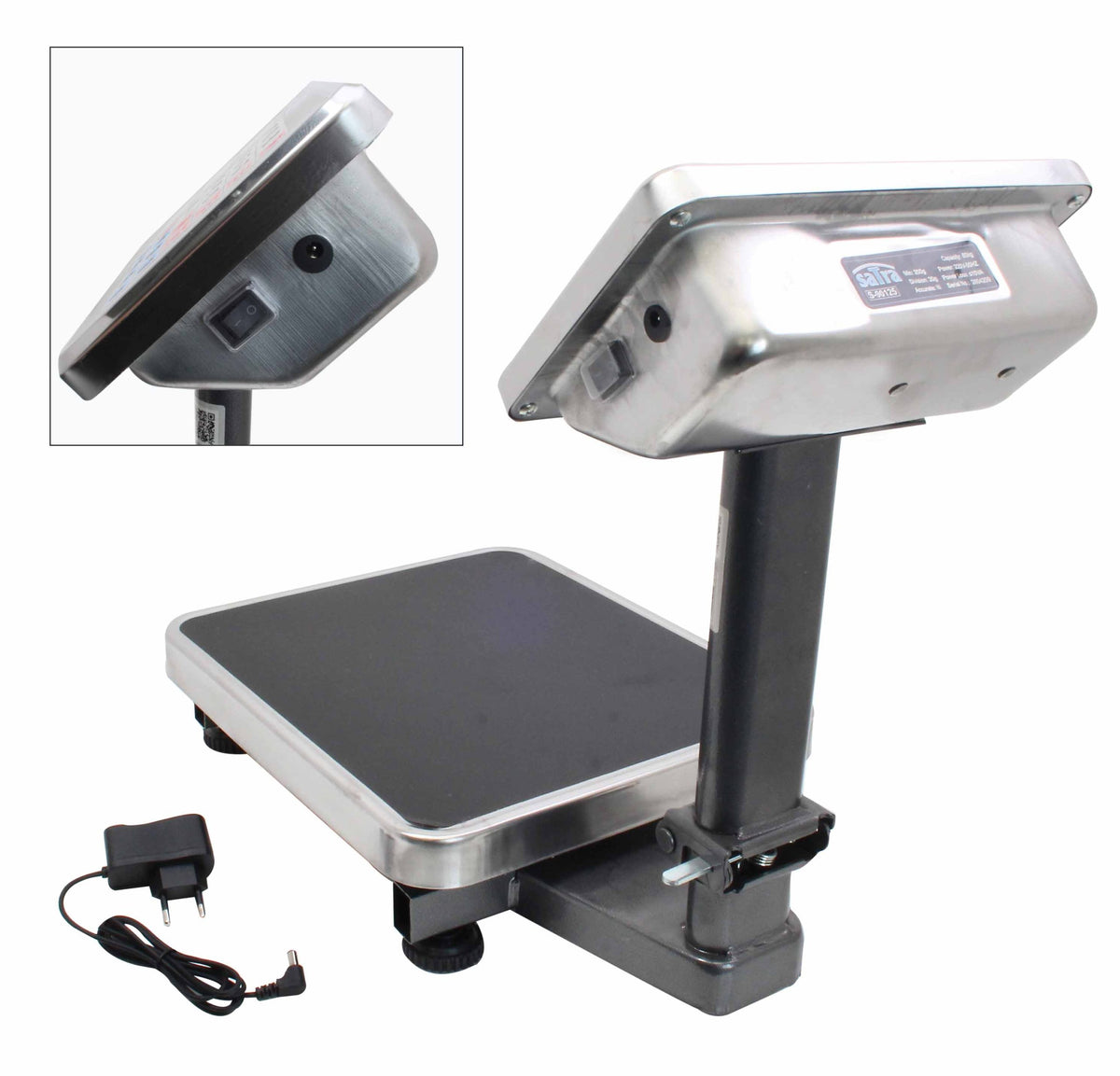 Cantar comercial pliabil cu platforma si ecran LCD 60kg Satra